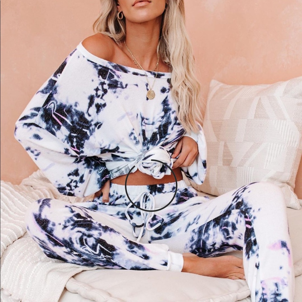 Ocean energy tie dye knit top and joggers